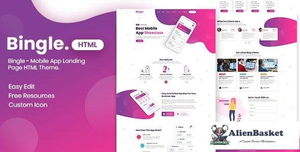 33445 Bingle - Mobile App Landing Page HTML Theme 