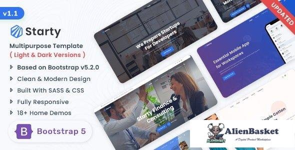 33543 Starty v1.1.0 - Multipurpose Bootstrap 5 Landing Template 