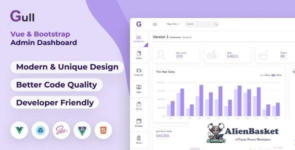 33933 Gull - HTML & Vuejs Admin Dashboard Template 