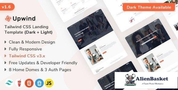 34010 Upwind v1.6.0 - Tailwind CSS Landing Page Template 