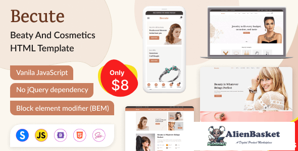 34208 Becute - Jewelry, Cosmetics and Beauty eCommerce HTML Template 