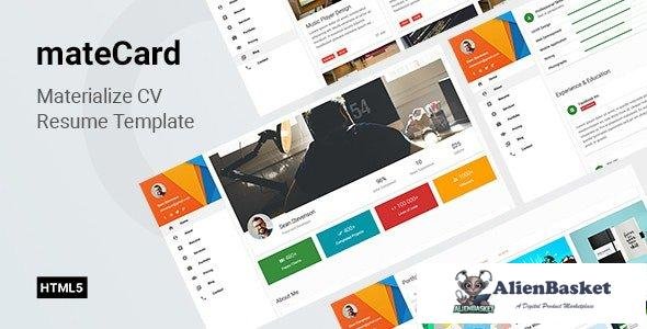 34410 mateCard - Materialize CV/Resume HTML Template 