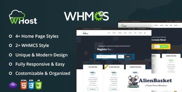 34904 WHost-Domain Hosting Server Rental with WHMCS Responsive HTML5 Template 