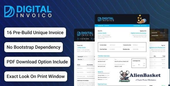 35135 Digital Invoico - Invoice HTML Template for Ready to Print 