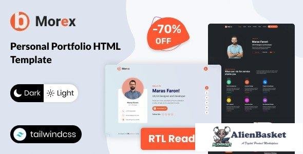 35355 Morex - Tailwind CSS Personal Portfolio Template + RTL 