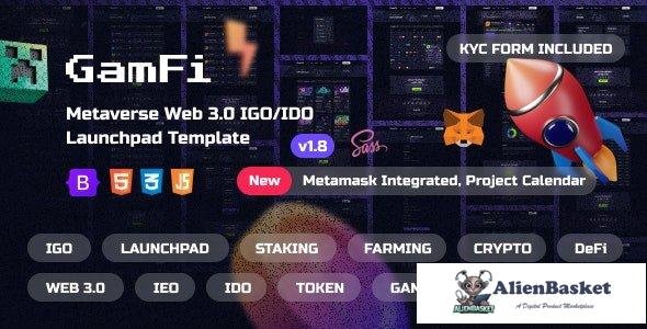 36601 GamFi v1.8 - Metaverse Web3 IGO Launchpad HTML5 Template 