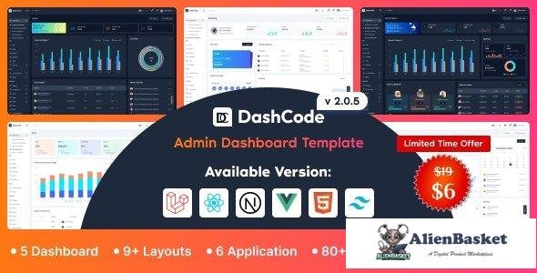 38298 DashCode v2.0.7 - Laravel, React, Vuejs, NextJs, HTML,Tailwind Dashboard Template 