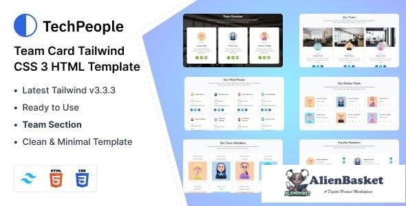 39177 TechPeople - Team Cards Tailwind CSS 3 HTML Template 