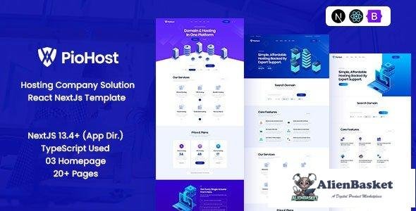 39271 Piohost - Domain and Web Hosting React Nextjs Template 