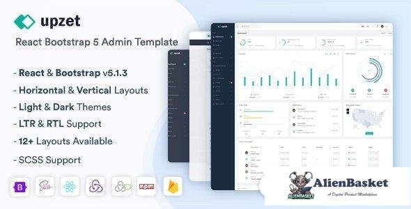 39413 Upzet v1.1.0 - React Admin & Dashboard Template 