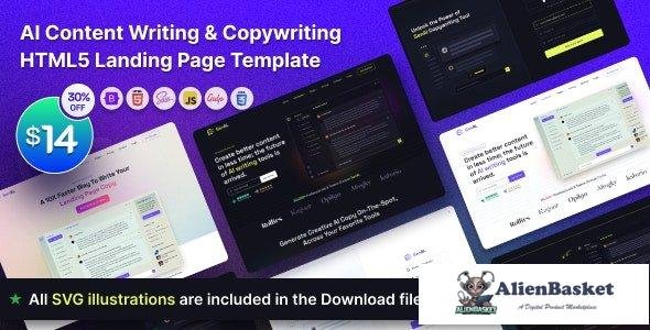 39468 GenAI v1.2 - AI Based Copywriting and Content Writing Landing Page Template 