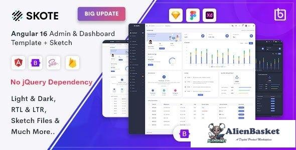 40001 Skote v4.3.0 - Angular 16 Admin & Dashboard Template + Sketch 