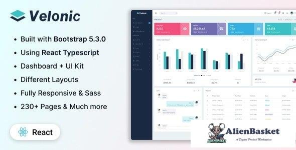 40154 Velonic - React Admin & Dashboard Template 