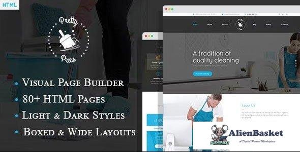 41623 PrettyPress - Cleaning Service HTML Template with Builder 