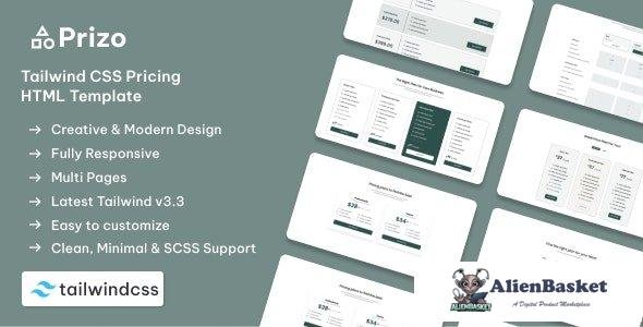 41720 Prizo - Tailwind Pricing Table HTML Website Template 