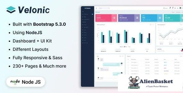 43573 Velonic - NodeJS Admin & Dashboard Template 