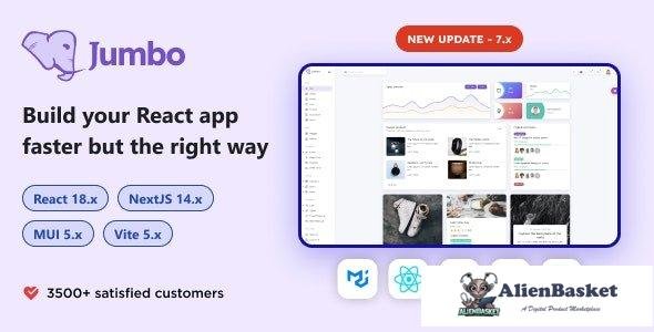 44094 Jumbo v7.1 - React Admin Template, React 18, MUI 5, NextJS 14, TS 