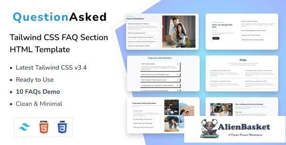 44583 QuestionAsked - Tailwind CSS FAQ Section HTML Template 