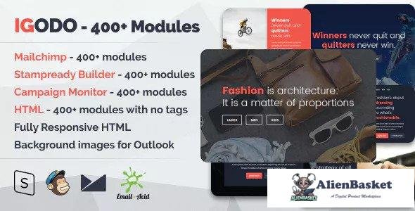 13793 Igodo - Responsive Email with 400+ Modules + MailChimp Editor + StampReady + Online Builder 
