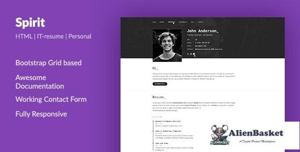 25551 SpirIT v3.0 - Portfolio & Resume HTML Template for Developers, Programmers and Freelancers 