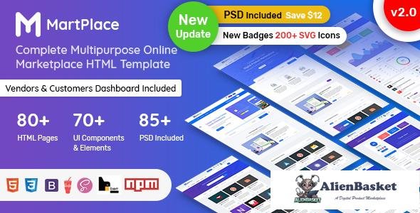 12821 MartPlace v2.0 - Multipurpose Online Marketplace HTML Template with Dashboard 