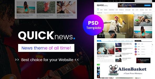 10213 Quicknews - Blog, Magazine & News PSD Template 