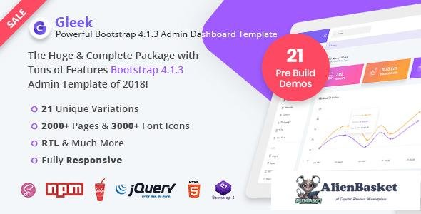 11937 Gleek - Powerful Bootstrap 4 Admin Dashboard Template 