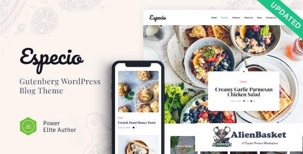 18898 Especio v1.0 - Personal Gutenberg Food Blog WordPress Theme 
