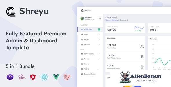 21076 Shreyu v1.0.2 - Admin & Dashboard, Angular, React, Vue and Laravel 