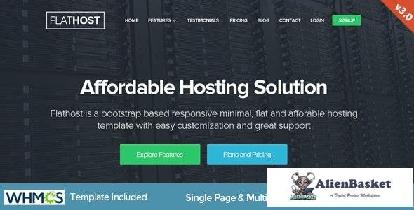 16965 FlatHost Responsive Hosting Template with WHMCS v3.9.9 