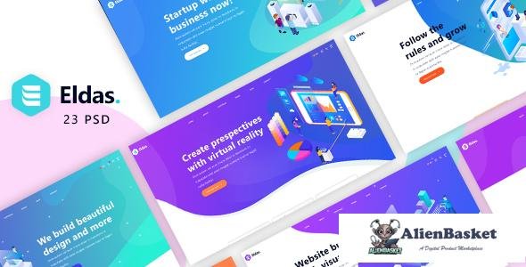 14411 Eldas v1.0 - Isometric Portfolio PSD Template 