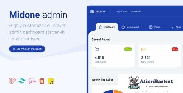 22176 Midone v1.0.4 - HTML & Laravel Admin Dashboard Template 