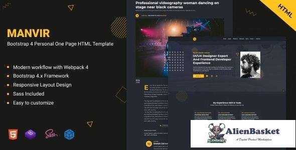 23694 Manvir v1.0 - Bootstrap 4 Personal One Page HTML Template 