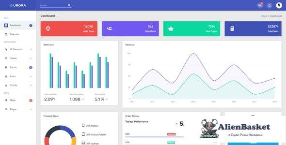 19199 Urora v1.0 - Material Design Admin Dashboard Template 