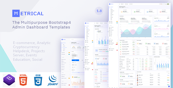 17034 Metrical v1.8 - Multipurpose Bootstrap4 Admin Dashboard Template 