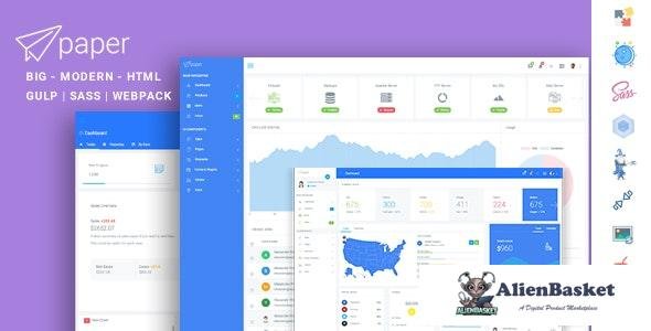 20911 Paper Panel v1.0.9 - Multipurpose Admin Dashboard Bootstrap 4 Template 