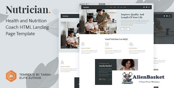 25928 Nutrician v1.0 - Health and Nutrition Coach Feminine HTML Landing Page Template 