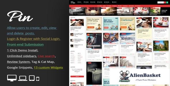 20510 Pin v5.2 - Pinterest Style / Personal Masonry Theme 