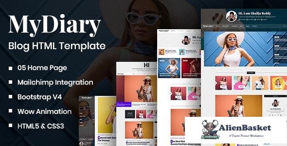 25975 MyDiary v1.0 - Newspaper Magazine & Personal Blog HTML Template 