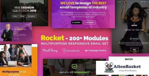13787 Rocket - Responsive Email with 200+ Modules + MailChimp Editor + StampReady + Online Builder 