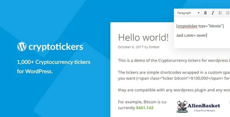 77105  Cryptocurrency Tickers v1.0 - 1,000+ Crypto Price Tickers for WordPress