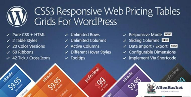 74458  CSS3 Responsive Web Pricing Tables Grids v11.0