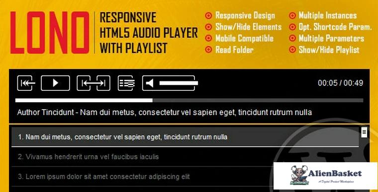 79546  Lono v1.1 - Responsive HTML5 Audio Player With Playlist WordPress Plugin