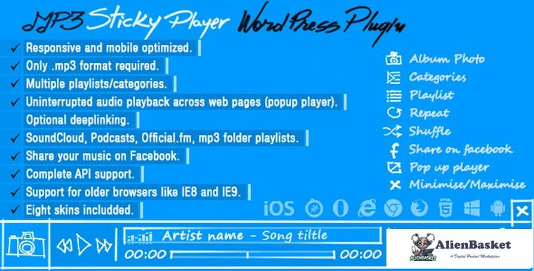 70842  MP3 Sticky Player v5.5 - Wordpress Plugin