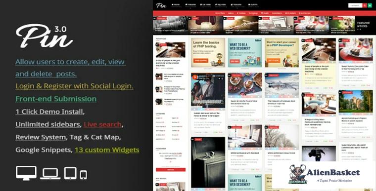 68857  Pin v3.8 - Pinterest Style / Personal Masonry Blog