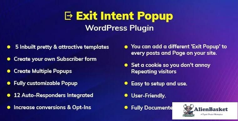 76399  Exit Intent v1.0.0 - Popup WordPress Plugin