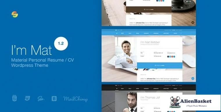 79159  I am Mat v1.2 - Material Personal Resume / CV vCard WordPress Theme