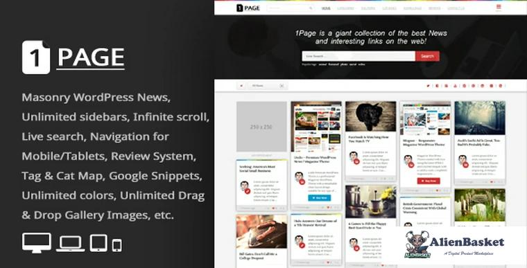 71922  1Page v3.3 - Masonry WordPress News / interesting links