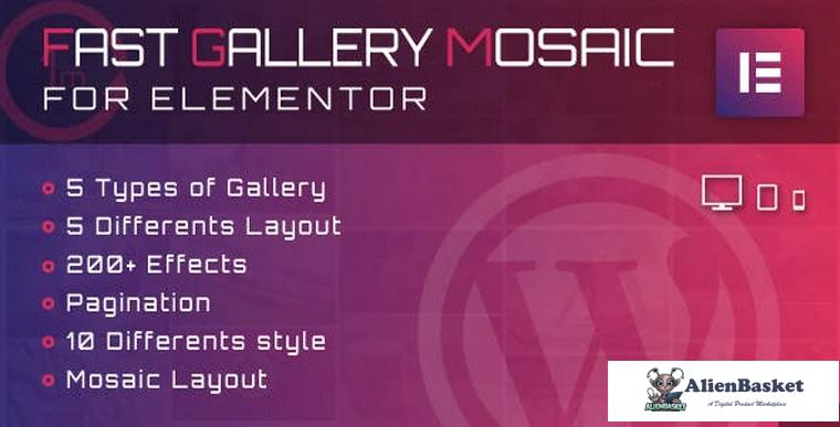 76063  Fast Gallery Mosaic for Elementor v1.0 - WordPress Plugin