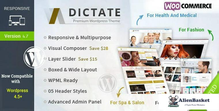 69534  Dictate v4.8 - Business, Fashion, Medical, Spa WP Theme